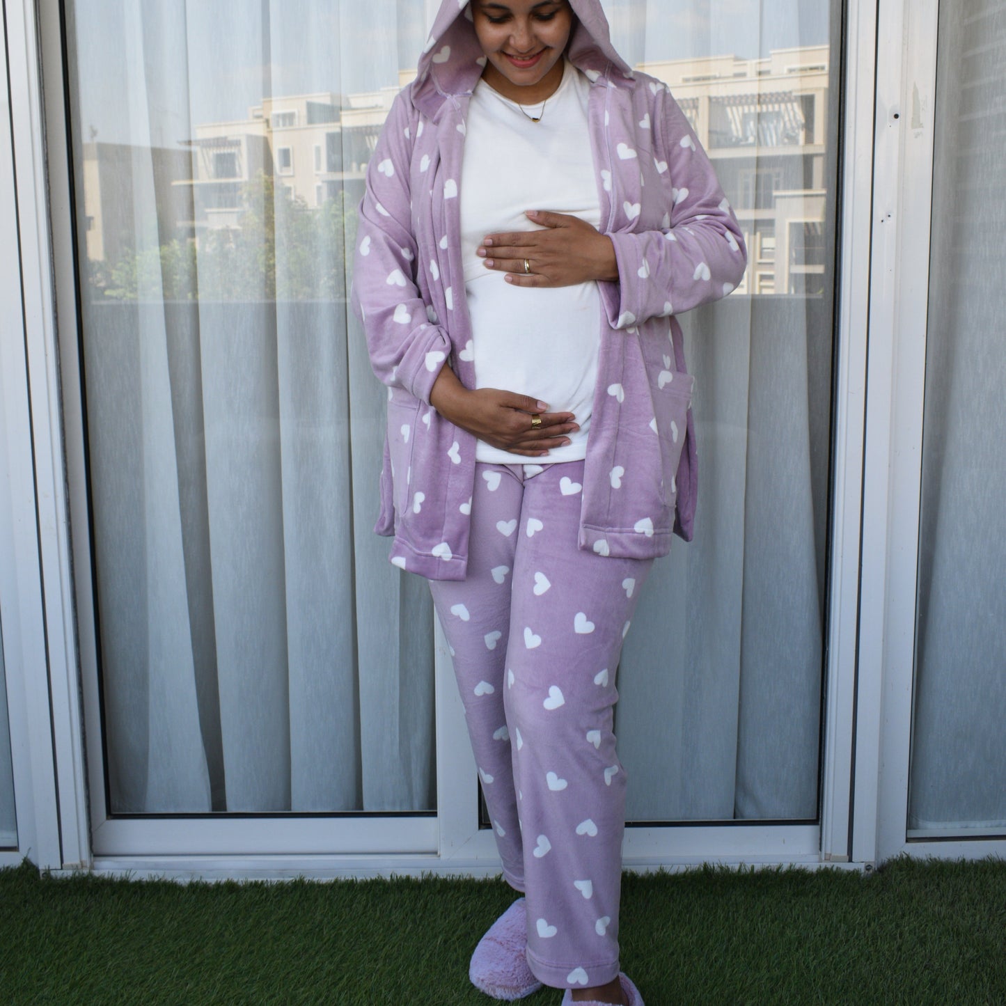 Winter- Mom Pajama And Shirt Big Hearts