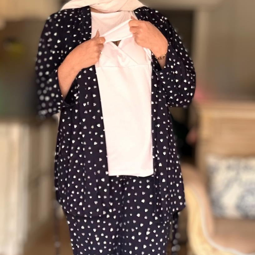 Matching Mom & Baby Pajama - بيجامه المستشفي للام والبيبي قطن قلوب
