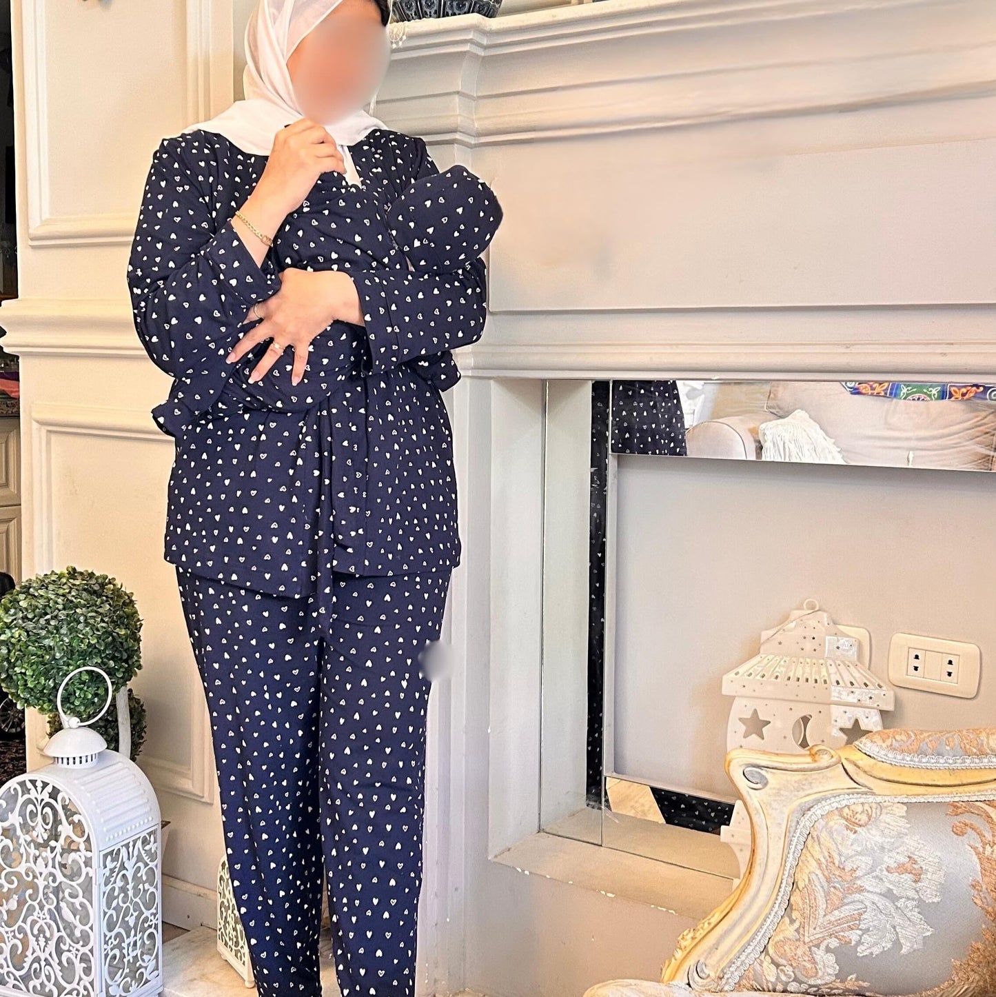 Matching Mom & Baby Pajama - بيجامه المستشفي للام والبيبي قطن قلوب