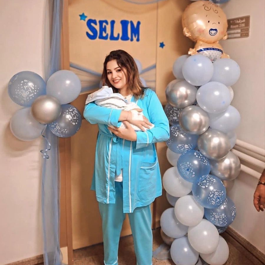 Matching Mom & Baby Pajama - بيجامه المستشفي للام والبيبي قطن ساده