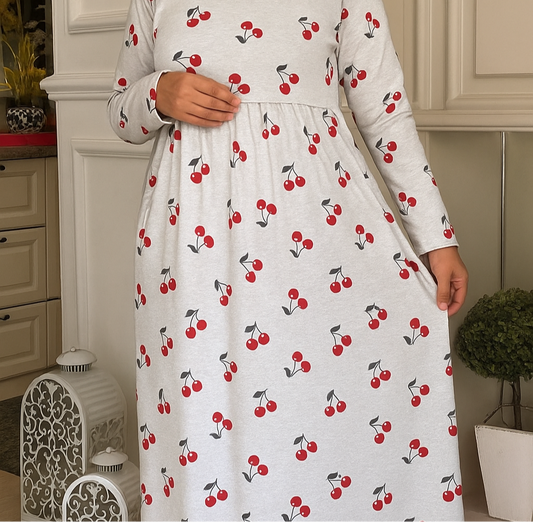 Matching Mom & Baby Dress -    فستان المستشفي للام والبيبي قطن كريز