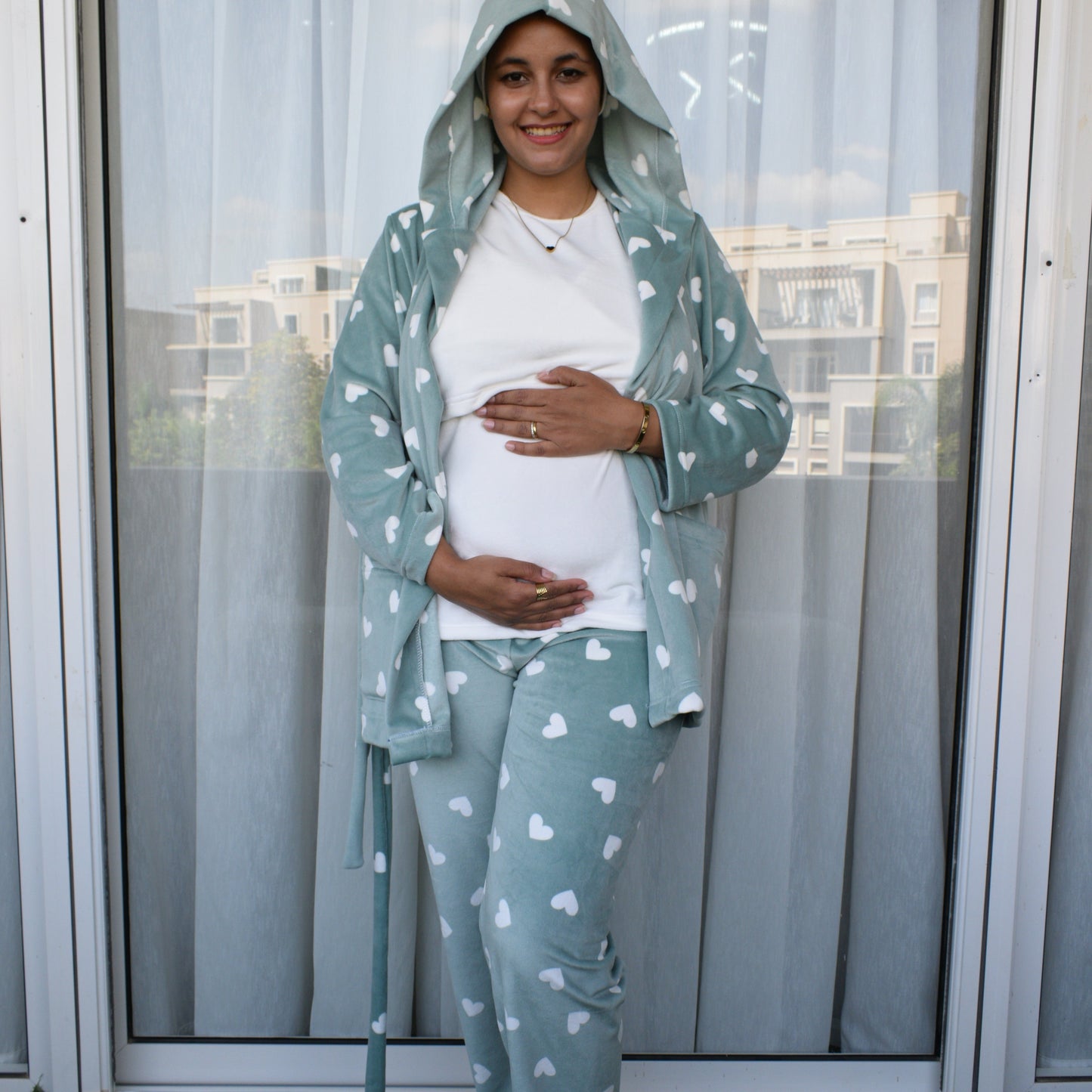 Winter- Mom Pajama And Shirt Big Hearts