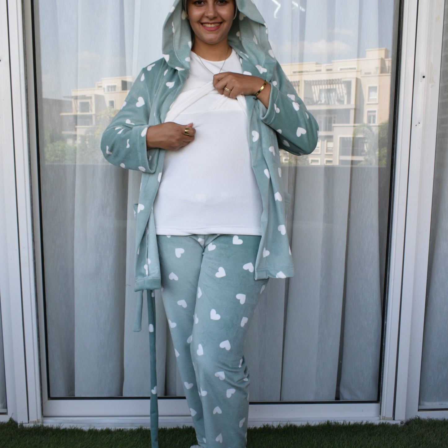 Winter- Mom Pajama And Shirt Big Hearts