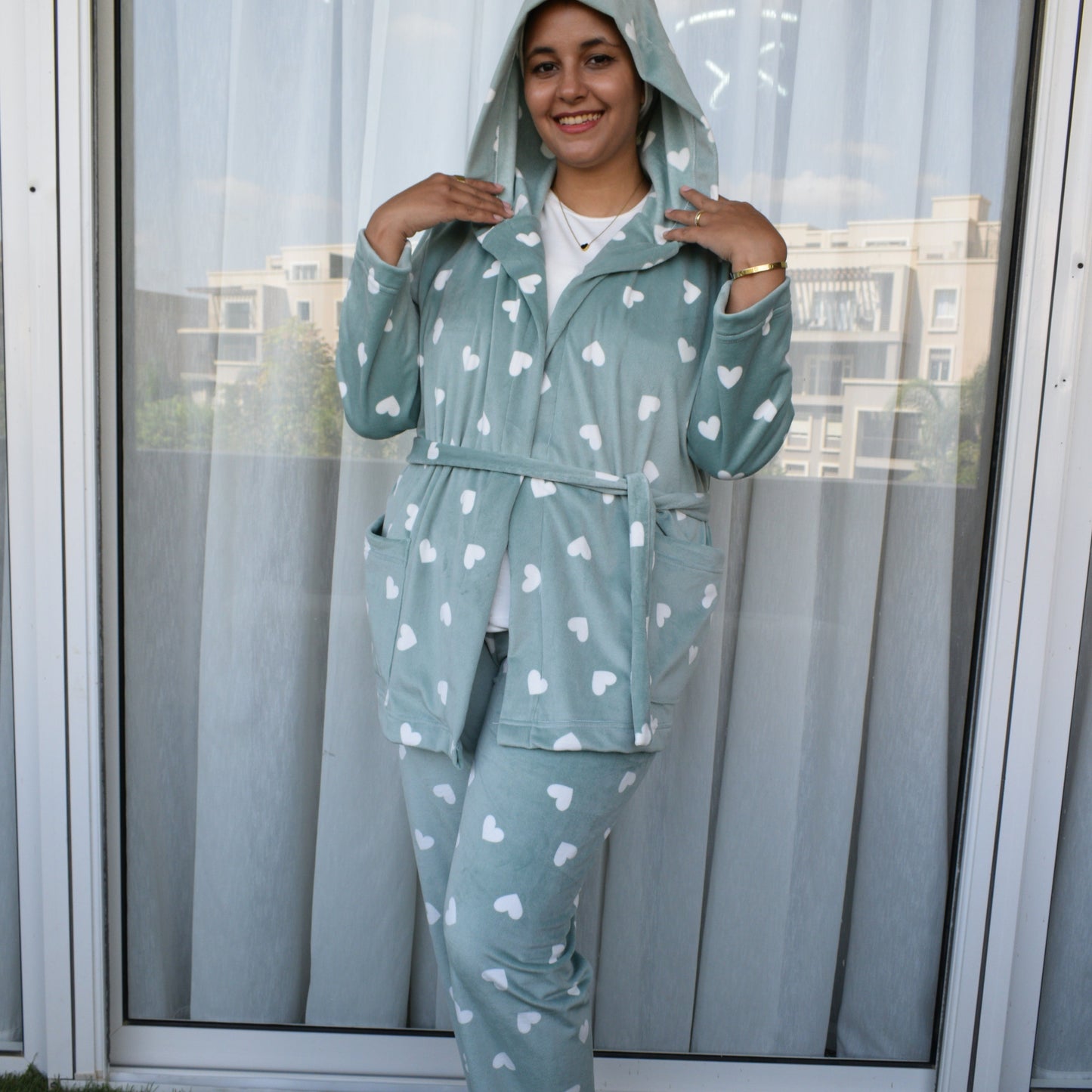 Winter- Mom Pajama And Shirt Big Hearts