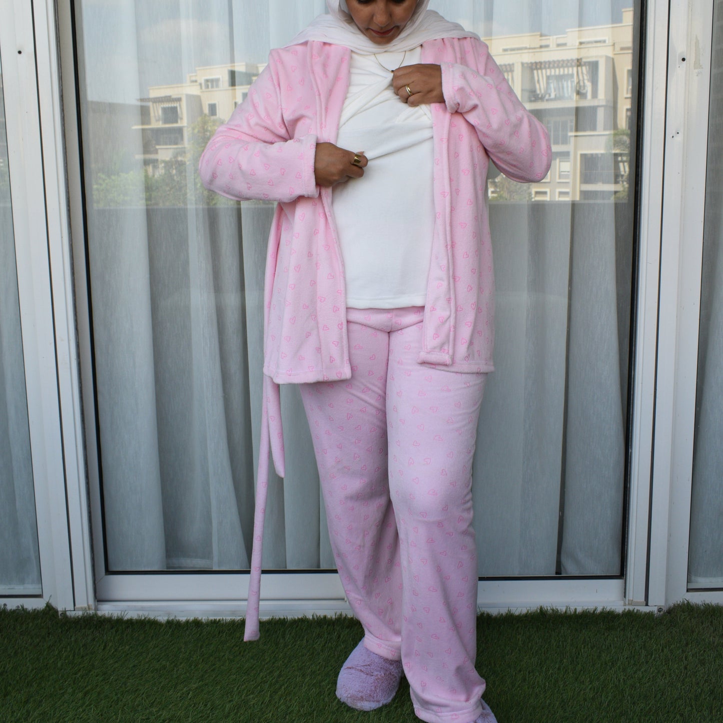 Winter- Mom Pajama And Shirt Small Hearts