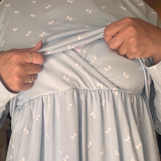 Matching Mom & Baby Dress -    فستان المستشفي للام والبيبي قطن فيونكه